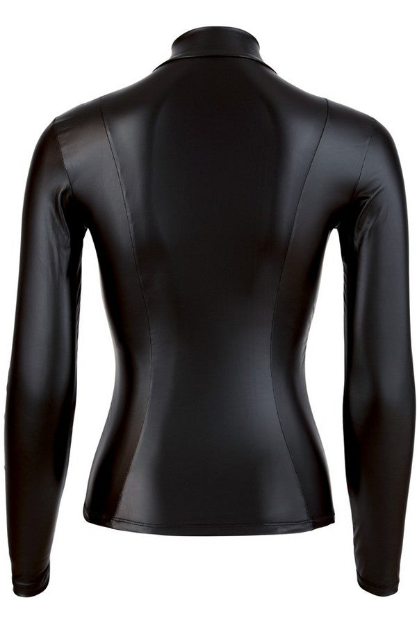 Black tight wetlook top