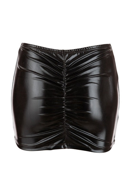 Black wetlook mini skirt