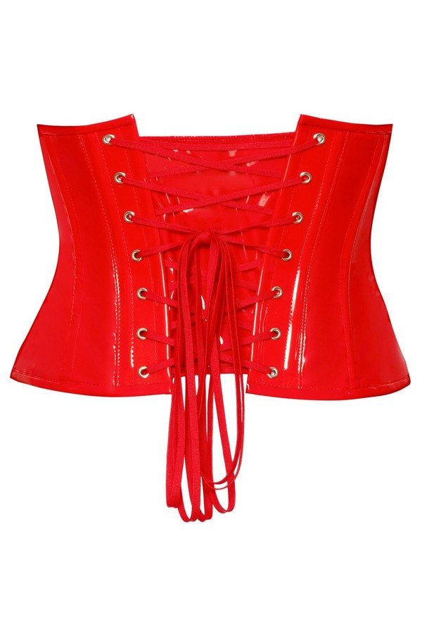 Corset ouvert vinyle rouge