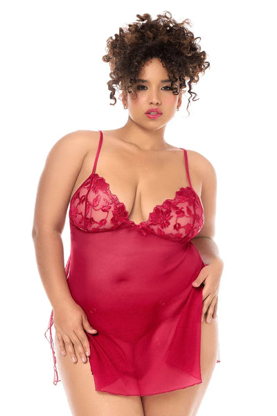 Nuisette romantique rouge + par Mapalé lingerie