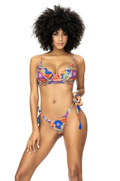 Patches underwired high-cut bikini