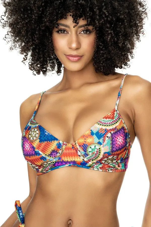 Patches underwired high-cut bikini