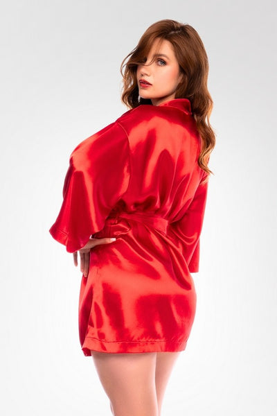 Short satin robe
