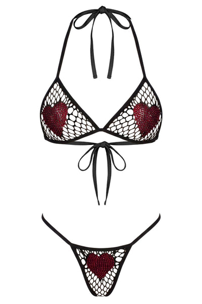 All Heart Fishnet Bikini Set