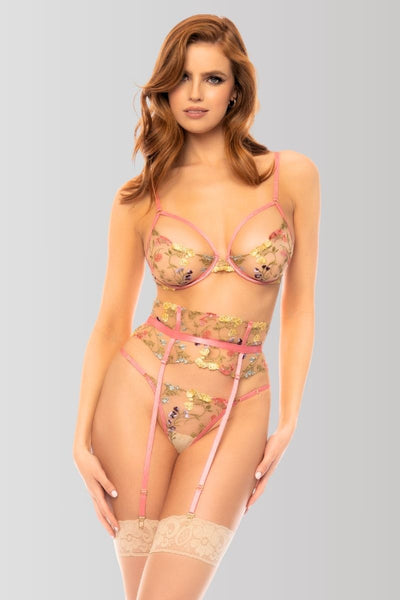 3-Piece Floral Embroidered Tulle Set