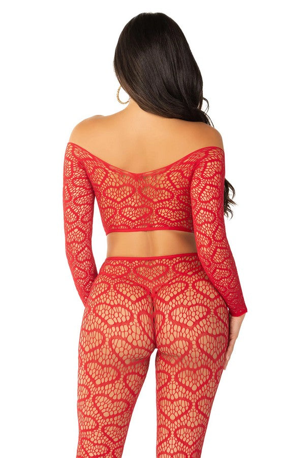 Hearts fishnet top set