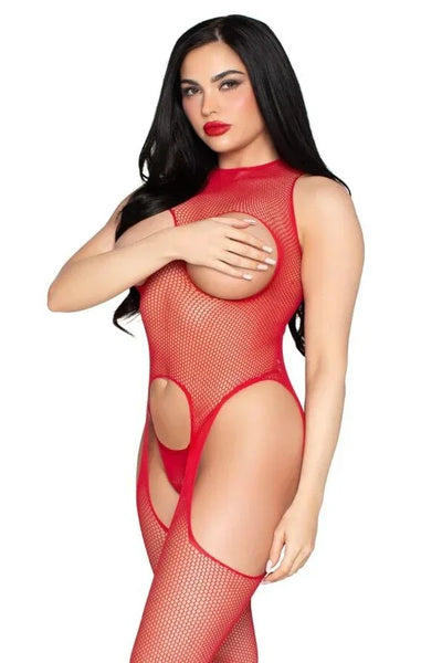 Open fishnet bodystocking