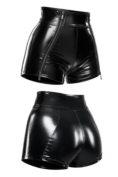 Wetlook high-waist shorts
