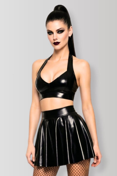 Glossy wetlook skater skirt