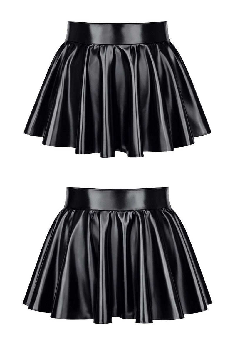 Glossy wetlook skater skirt