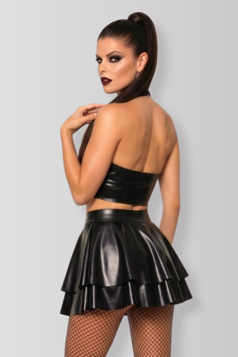 Double wetlook skirt