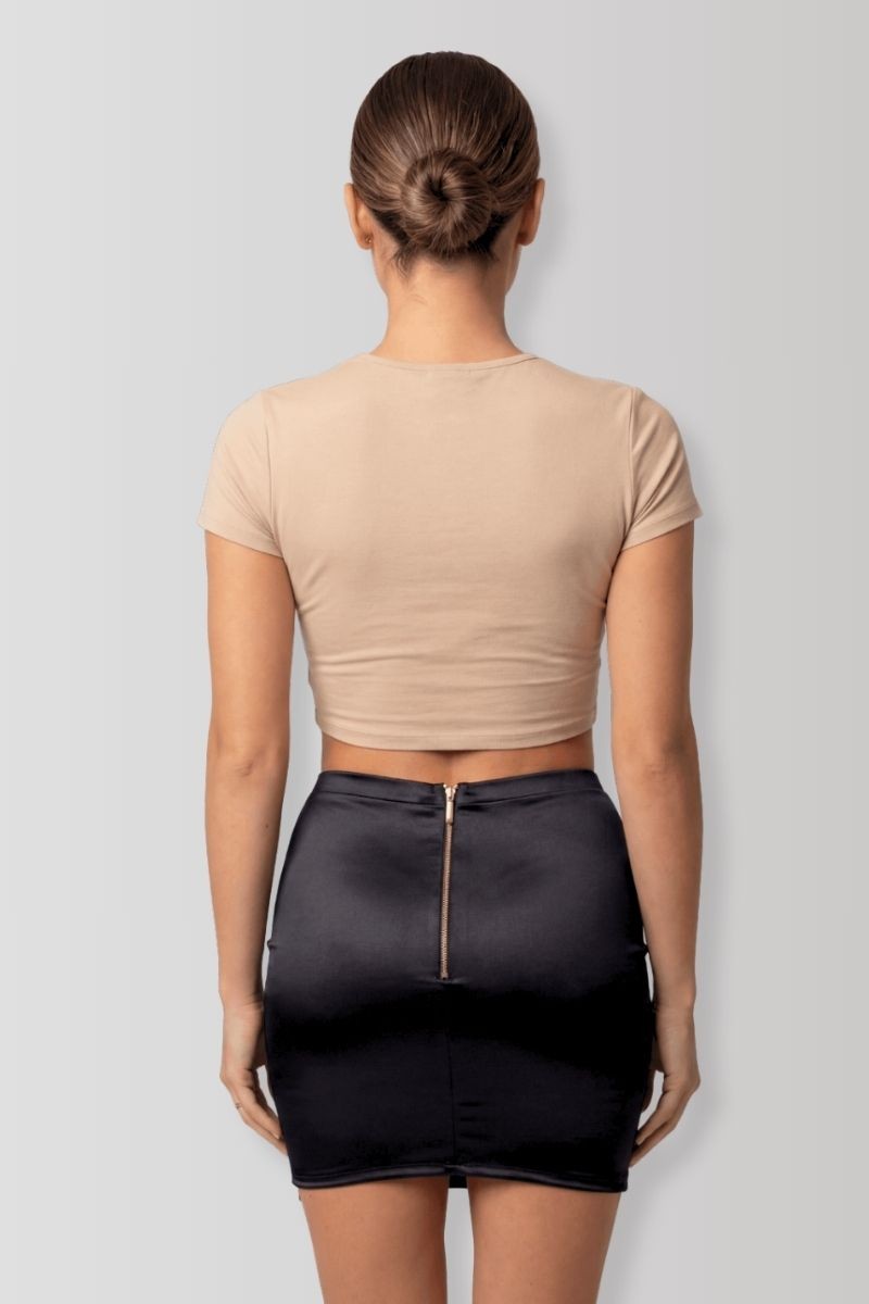 Elena faux leather mini skirt with gold chain