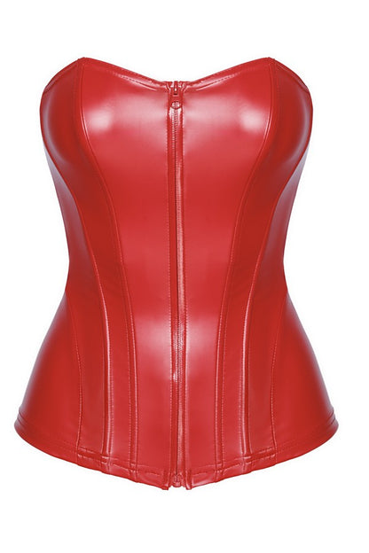 F355 Mysteria wetlook corset red