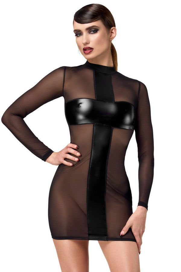 F369 Crossfire Mesh & Wetlook Mini dress