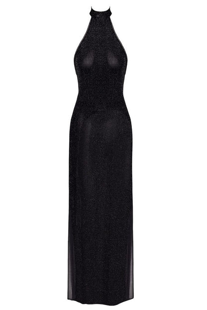 F372 Onyx Twin-slit Long dress