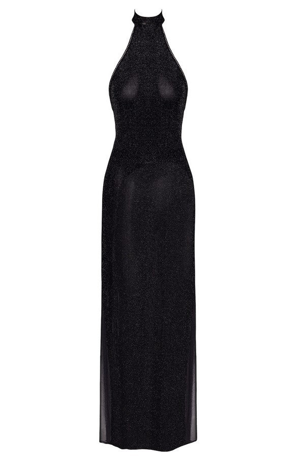 F372 Onyx Twin-slit Long dress
