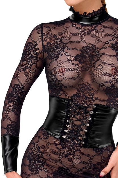 F375 Noirelle Lace Corset Midi dress