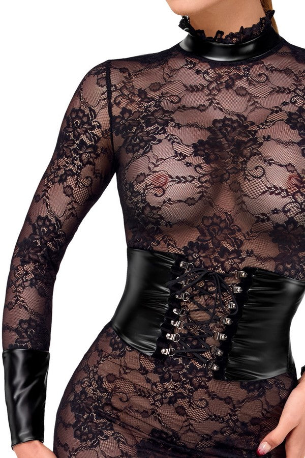 F375 Noirelle Lace Corset Midi dress