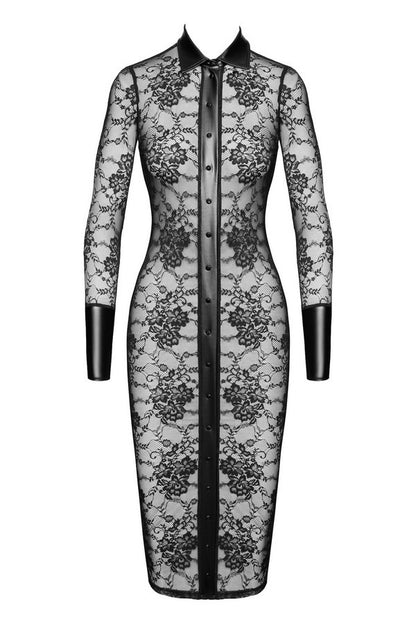 F376 Noirelle Lace Button-up Midi dress