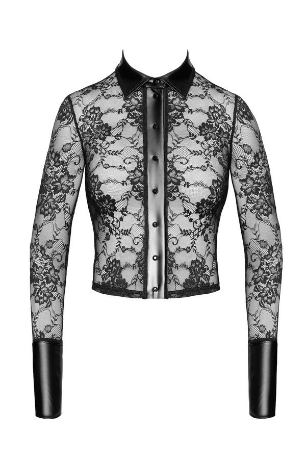 F377 Noirelle Lace Button-up Shirt