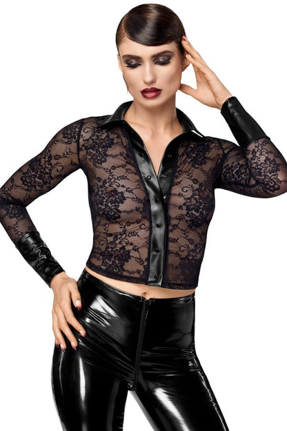 F377 Noirelle Lace Button-up Shirt