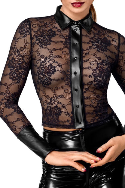 F377 Noirelle Lace Button-up Shirt