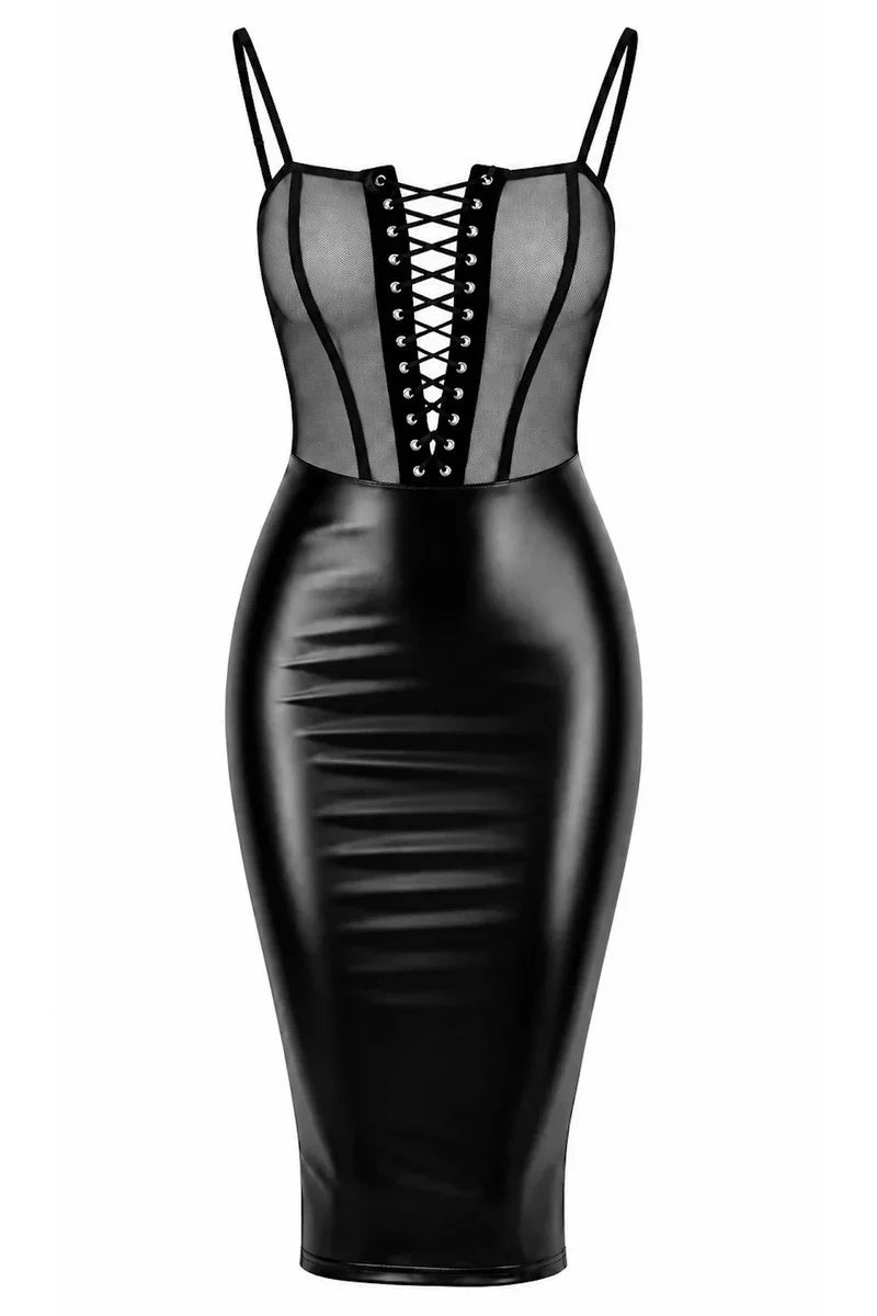 F408 Do Not Disturb Lace-Up Midi Dress