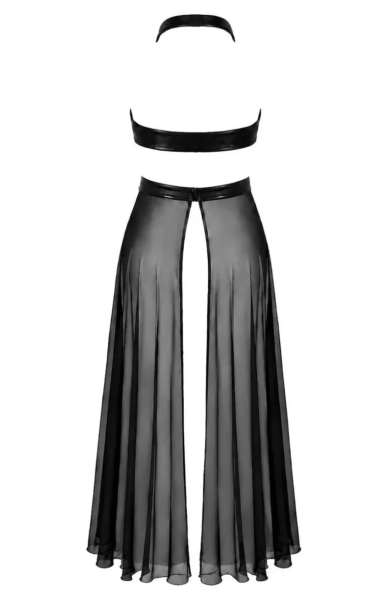 F412 Do not Disturb Crossover Halter Maxi Dress