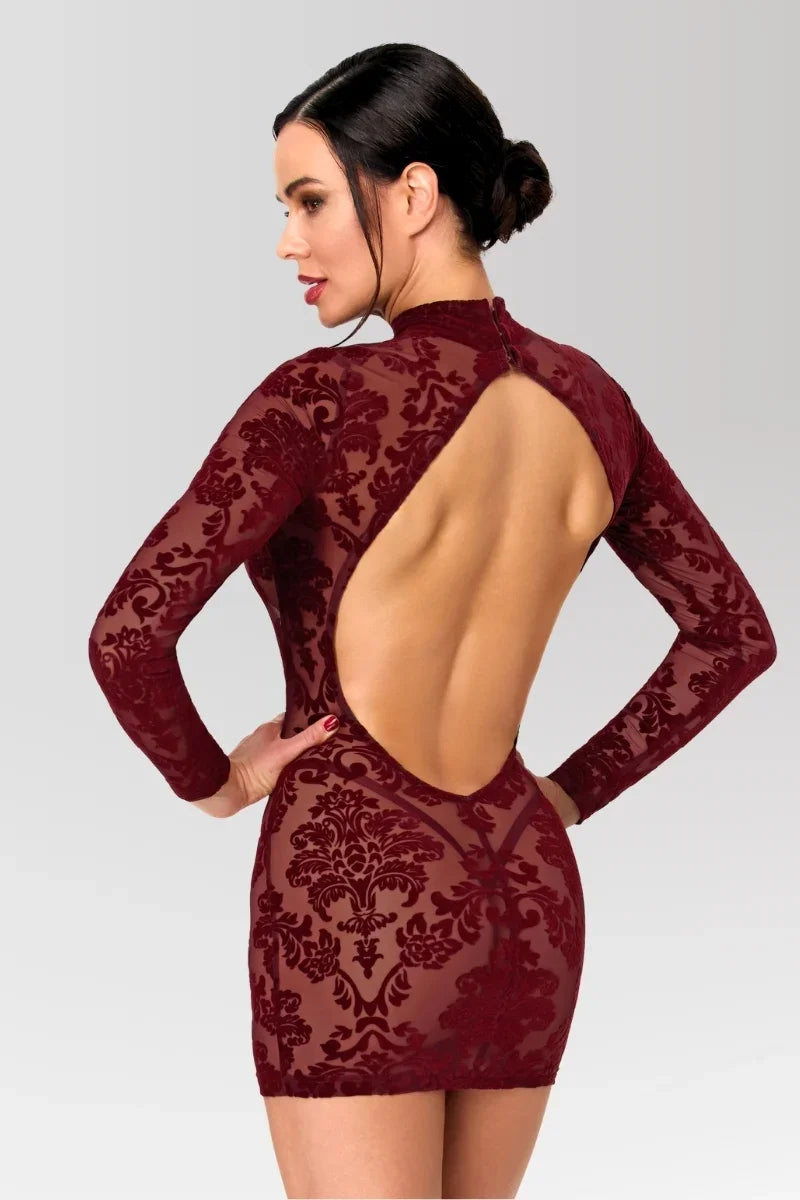 F423 Masquerade Open-Back Mini Dress
