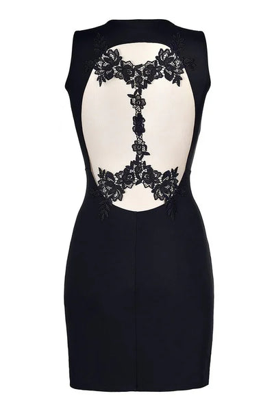 Robe moulante noire V-9209 par Axami