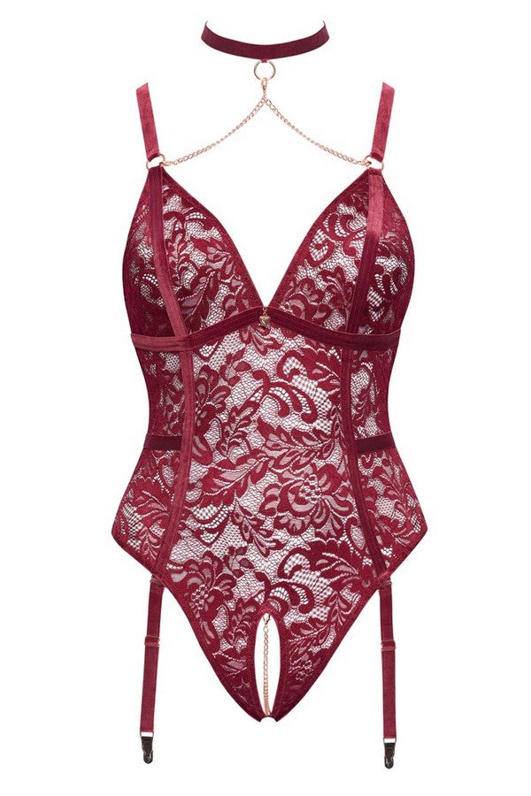 Body ouvert bordeaux + par Cottelli lingerie