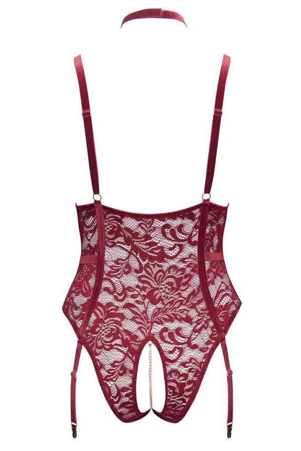 Body ouvert bordeaux + par Cottelli lingerie