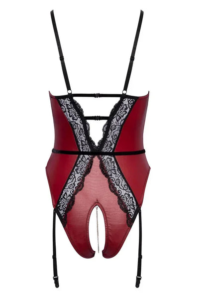 Body jarretelles rouge par Abierta Fina