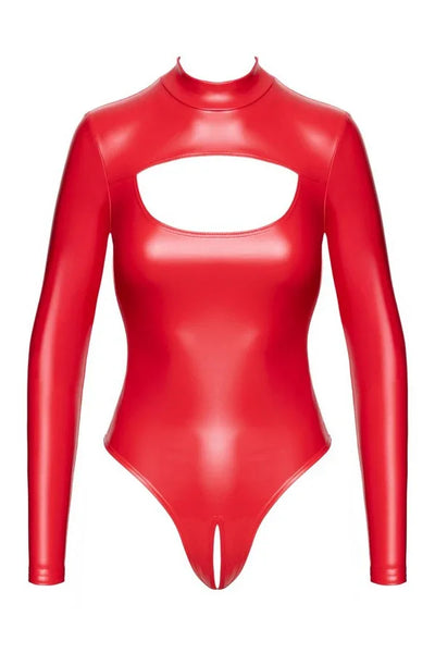 Body wetlook rouge Ligne Privée par Noir Handmade
