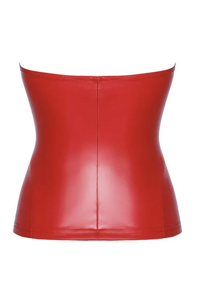 Corset wetlook F355 Mysteria rouge par Noir Handmade