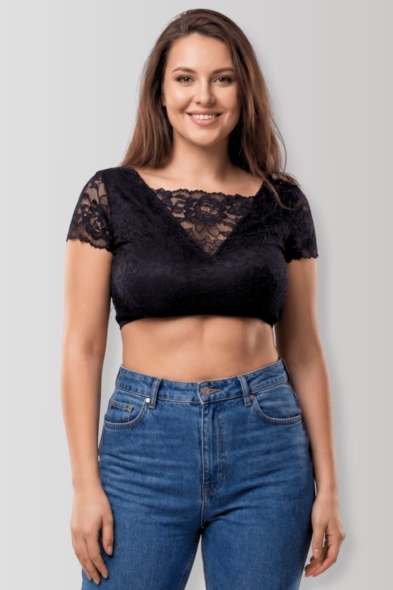 Black reversible crop top