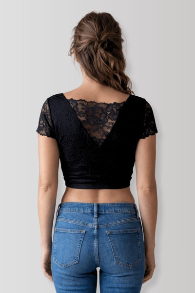 Black reversible crop top
