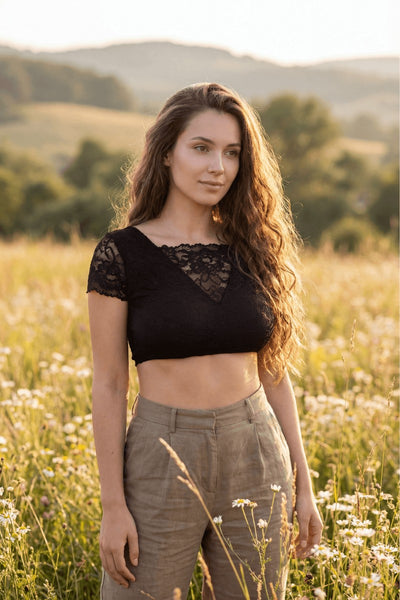 Black reversible crop top