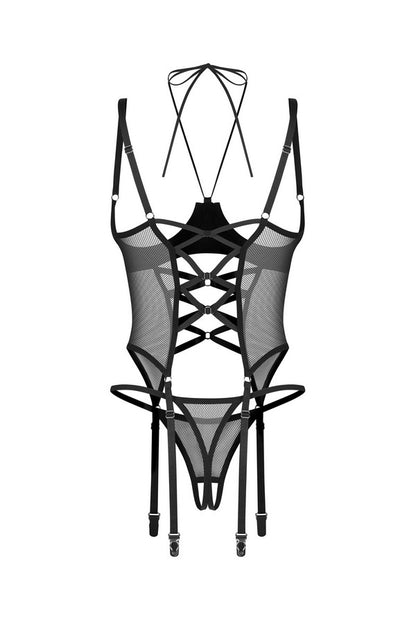 Dommina open corset & crotchless thong