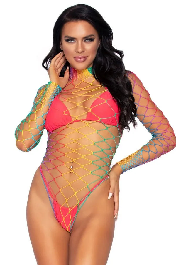 Taste The Rainbow fishnet bodysuit