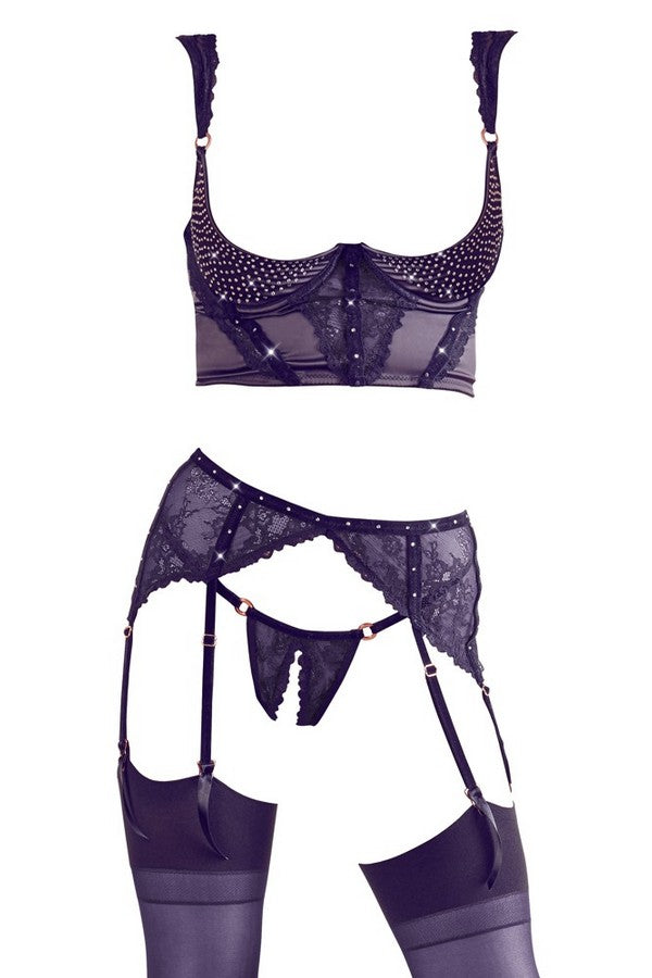 Ensemble bustier ouvert strass par Abierta Fina