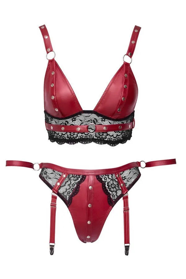 Ensemble effet cuir rouge ouvrable & attaches par Cottelli lingerie