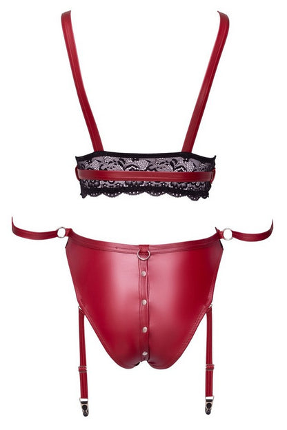 Ensemble effet cuir rouge ouvrable & attaches par Cottelli lingerie