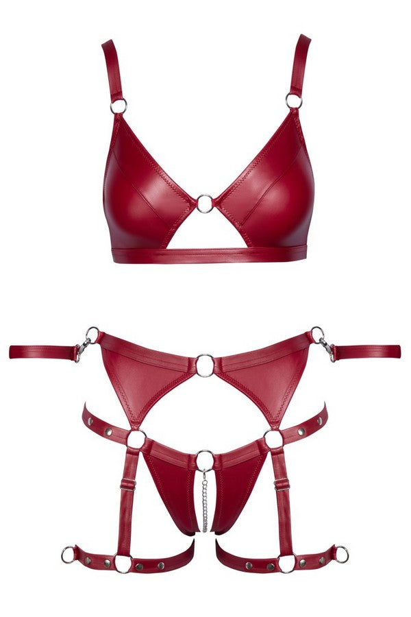 Ensemble harnais vinyle rouge par Cottelli lingerie