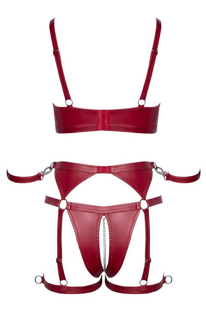 Ensemble harnais vinyle rouge par Cottelli lingerie