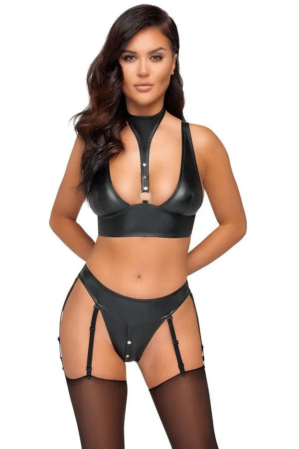 Ensemble noir mat & attaches par Cottelli lingerie