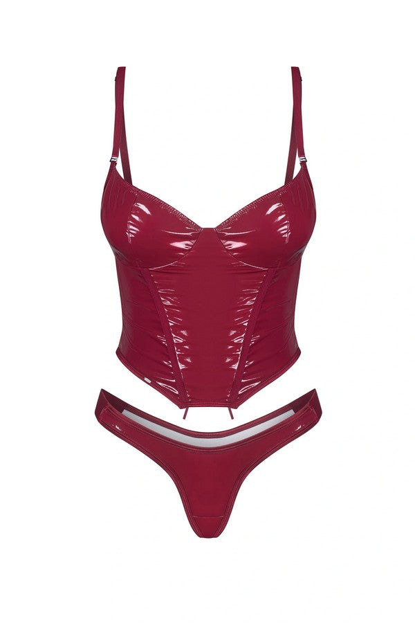 Redya corset with black lacing & thong 