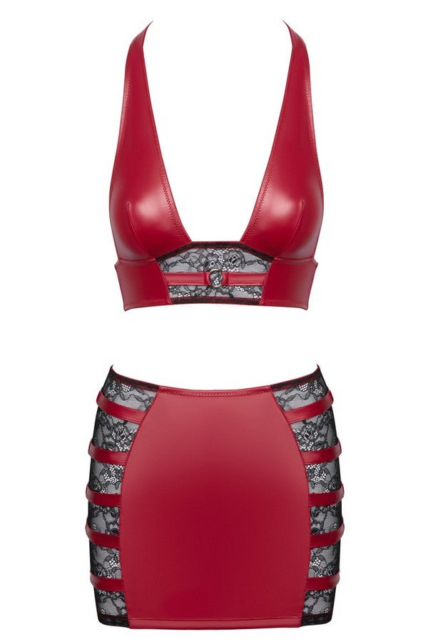 Ensemble wetlook jupe rouge par Cottelli lingerie