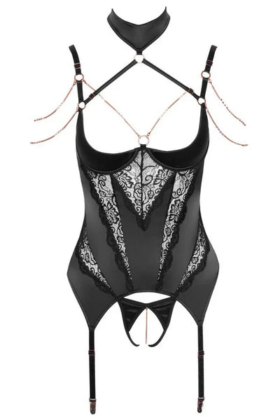 Guêpière ouverte noire par Abierta Fina