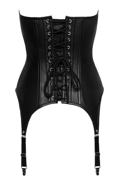 Guêpière zippée en cuir par Zado